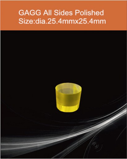 GAGG Ce scintillation crystal, GAGG Ce scintillator, GAGG Ce Crystal, Ce:Gd3Al2Ga3O12 , diameter 25.4x25.4mm